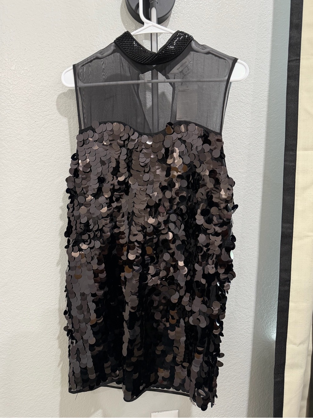 Black Sequin Mesh Cocktail Dress
